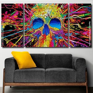 Abstract Colorful Skull panels paint by numbers