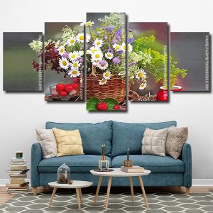 Aesthetic Flowers And Strawberry panels paint by numbers