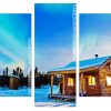 Alaska cabin and Northern lights Panels paint by numbers