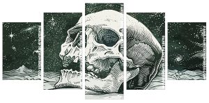 Black And White Skeleton Head Panel paint by numbers