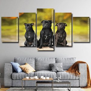 Black Stafforshire Bull Terrier Dogs panels paint by numbers