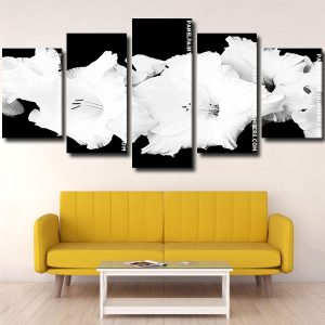 Black and White Gladiola flower panel paint by numbers