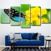 Blue And Black Butterfly With Colorful Green Panel paint by numbers