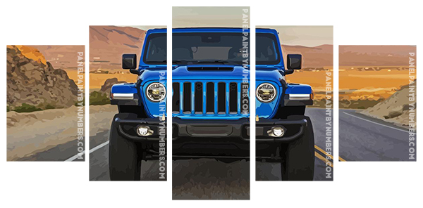 Blue Jeep panels paint by numbers