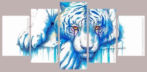 Blue Splatter Tiger Panel paint by numbers