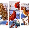 Cardinal Birds In Snow Panel paint by numbers