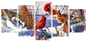 Cardinal Birds In Snow Panel paint by numbers