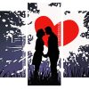 Couple Silhouette And Splatter Heart panels paint by numbers