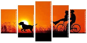 Couple Silhouette On Bike Panel paint by numbers