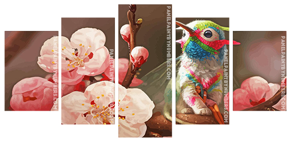 Cute Hummingbird And Flowers panbels paint by numbers