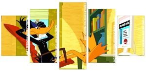 Daffy Duck Sitting In The Desk Panel paint by numbers