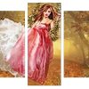 Fantasy Woman in Lovely Dress Swinging on a Rose Vine Swing Panels paint by numbers