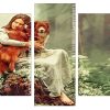 Girl and dog in the forest Panels paint by numbers