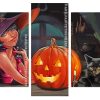 Halloween Witch And Black Cat panels paint by numbers