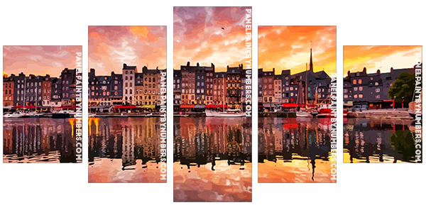 Honfleur reflection Panels paint by numbers