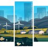 Illustration Wind energy panels paint by numbers