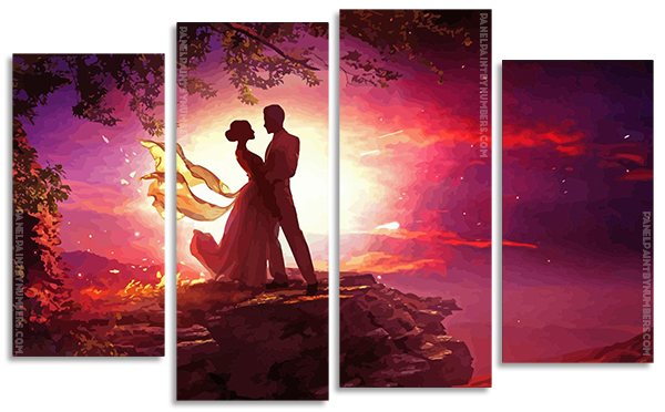 Lovers Silhouette panels paint by numbers