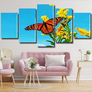 Monarch Butterfly On Yellow Flowers Panels paint by numbers