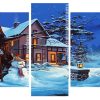 Night Winter House panels paint by numbers