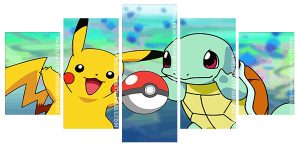 Pokemon Squirtle And Pikachu panelpaint by numbers