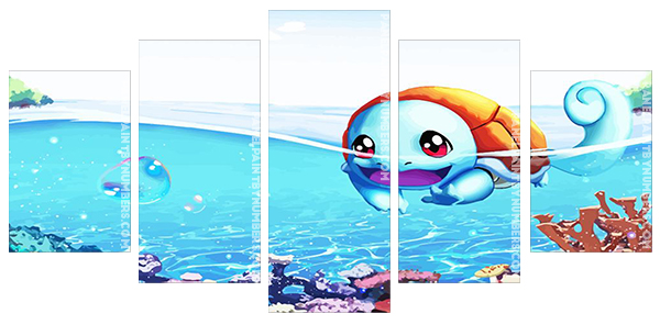 Pokemon Squirtle Swimming Panels paint by numbers