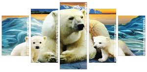 Polar Bear Family Panel paint by numbers