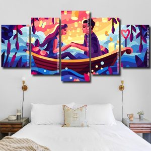 Romantic Couple On Boat Panels paint by numbers