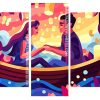 Romantic Couple On Boat Panels paint by numbers