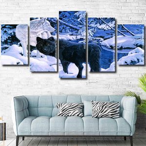 Wolves In Winter Forest Panels paint by numbers