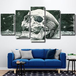 Black And White Skeleton Head Panels paint by numbers