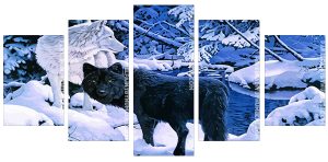 Wolves In Winter Forest Panel paint by numbers