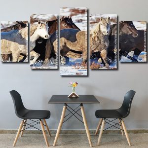 black and white brumby flock Panel paint by numbers