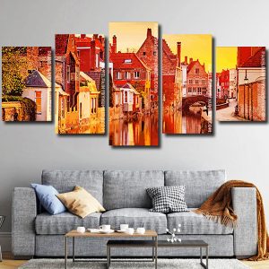 bruges at sunset Panel paint by numbers