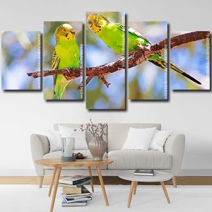 budgerigars on a branch Panel paint by numbers