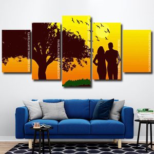 couple silhouette panels paint by numbers