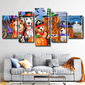 cute halloween puppies Panel paint by numbers