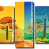 four seasons art illustration Panels paint by numbers