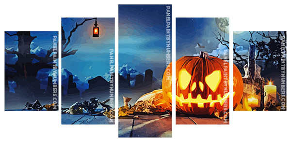  Halloween Pumpkin panels paint by numbers