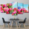 Pink Tulips And Butterflies panels paint by numbers