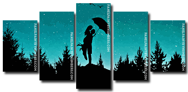 starry night couple silhouette Panels paint by numbers