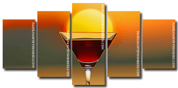 sunset glass cup Panels paint by numbers