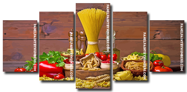 uncooked pasta food Panels paint by numbers