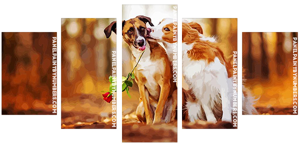 white and tan dogs Panels paint by numbers