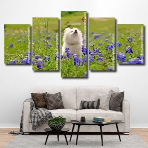 white dog watching butterflly Panel paint by numbers