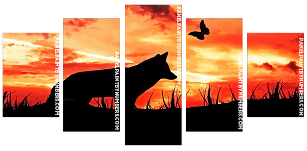 wolf silhouette Panels paint by numbers