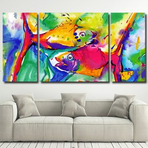 Abstract Fishes panels paint by numbers