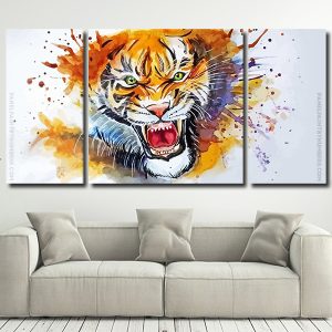 Angry Tiger Splatter panels paint by numbers