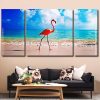 Flamingo Strolling On The Beach Panel paint by numbers