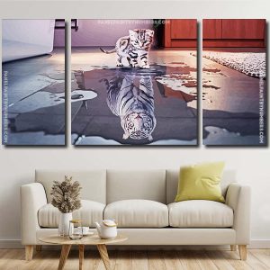 Kitten With Tiger Reflection panel paint by numbers