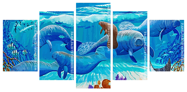 Manatees Undersea Panels paint by numbers